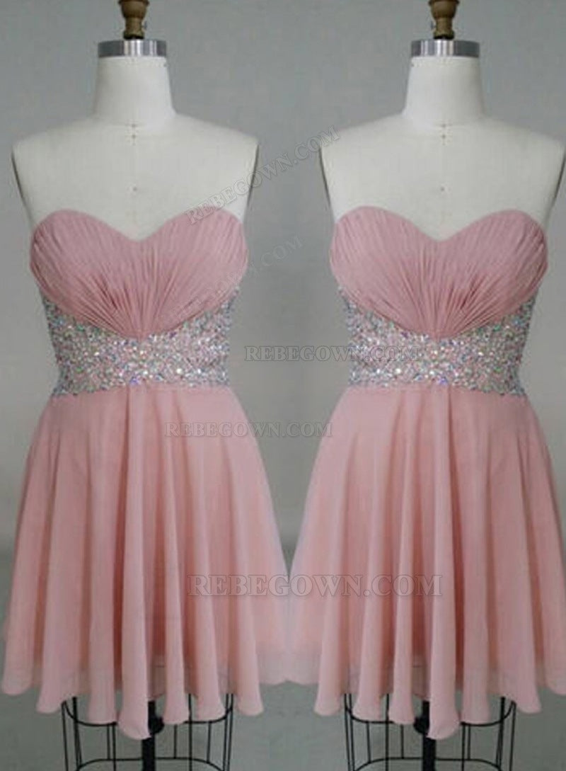 2027 A-Line Sweetheart Sleeveless Beading Chiffon Cut Short/Mini Homecoming Dresses back view