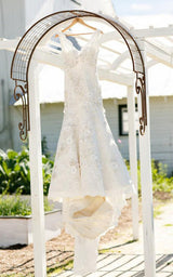 2027 Vintage A Line V Neck Lace Long Wedding Dresses back view