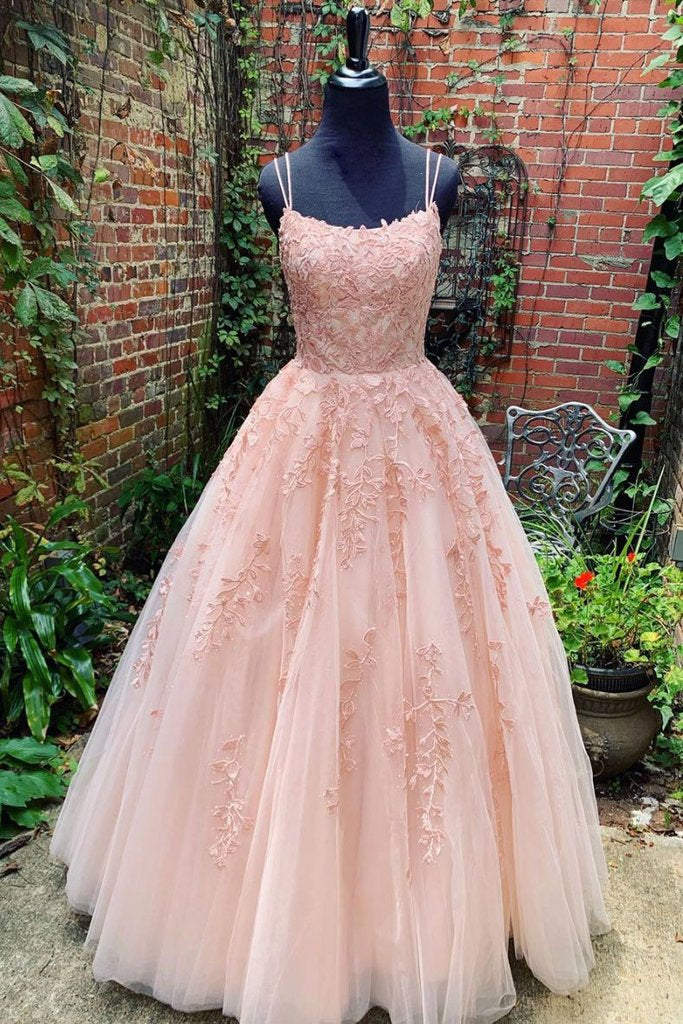 2027 Prom Dresses Tulle Blush Pink Ball Gown With Appliques Lace Up  front view