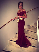 Burgundy Long Floor length Sweetheart A-Line Satin Prom Dresses back view