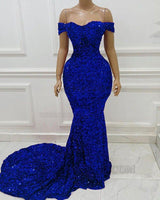 Spaghetti Straps Column Sequins Sleeveless Sweep/Brush Train Prom Dresses front view