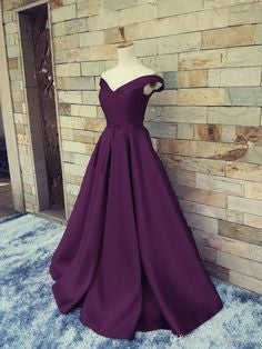 2027 Off the Shoulder Sweetheart A-line Satin Prom Dresses back view