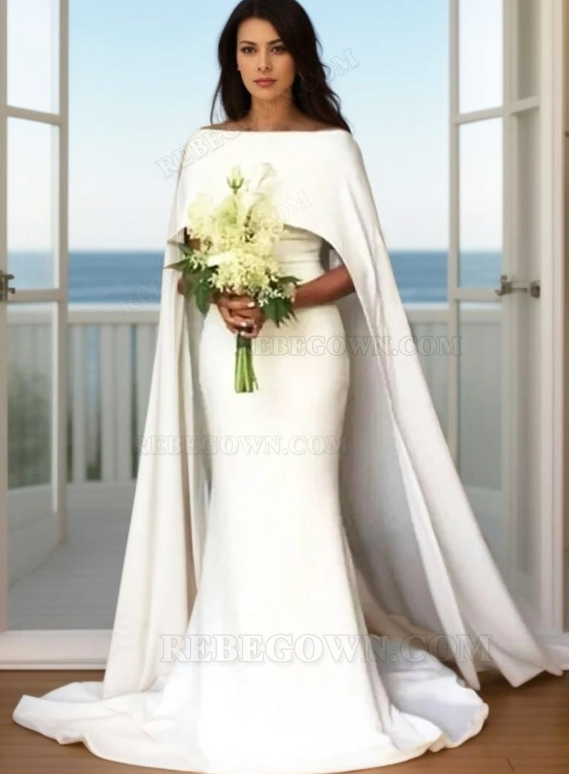 2027 Wedding Dresses Mermaid Bridal Gowns With Capes  front view