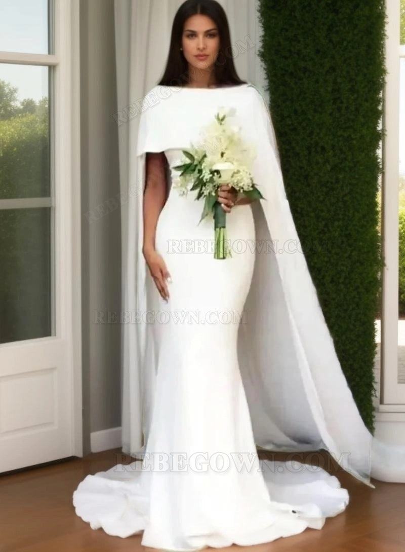 2027 Wedding Dresses Mermaid Bridal Gowns With Capes  back view