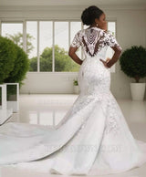 2027 Mermaid Wedding Dresses High Neck Luxury Long African American Bridal Gowns back view