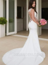 2027 Sheath Wedding Dresses See Through Back Sweetheart Lace side view