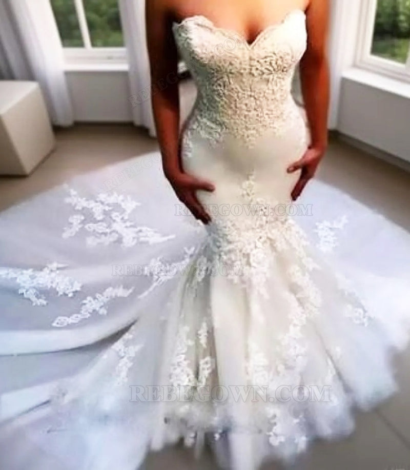 Mermaid Sweetheart 2027 Wedding Dresses With Appliques front view