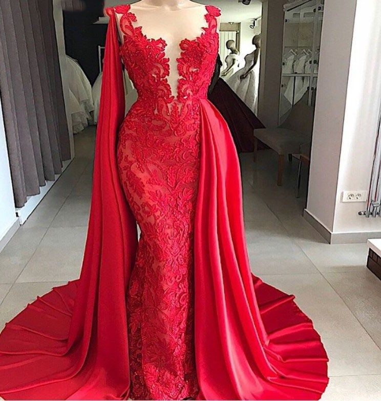Tulle Red With Appliques Satin Sheath Long Prom Dresses back view