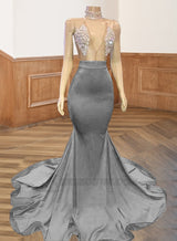 Grey Backless Yellow Satin Long V Neck Prom Dresses