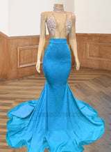 Light Sky Blue Backless Yellow Satin Long V Neck Prom Dresses